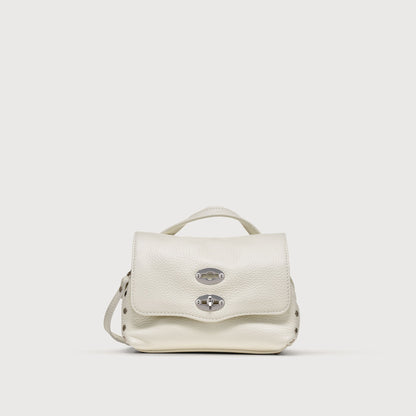 Borsa a Mano Savellini Aria Baby in Ecopelle Martellata — Bianco Latte