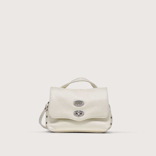 Borsa a Mano Savellini Aria Baby in Ecopelle Martellata — Bianco Latte