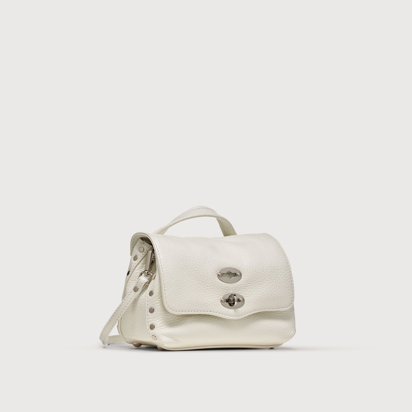 Borsa a Mano Savellini Aria Baby in Ecopelle Martellata — Bianco Latte