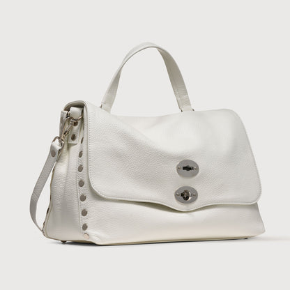 Borsa a Mano Savellini Aria Medium in Ecopelle Martellata — Bianco Latte