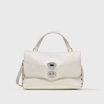 Borsa a Mano Savellini Aria Small in Ecopelle Martellata — Bianco Latte