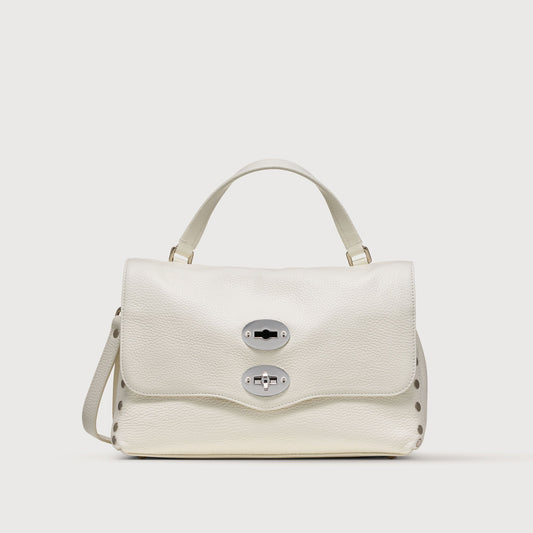 Borsa a Mano Savellini Aria Small in Ecopelle Martellata — Bianco Latte