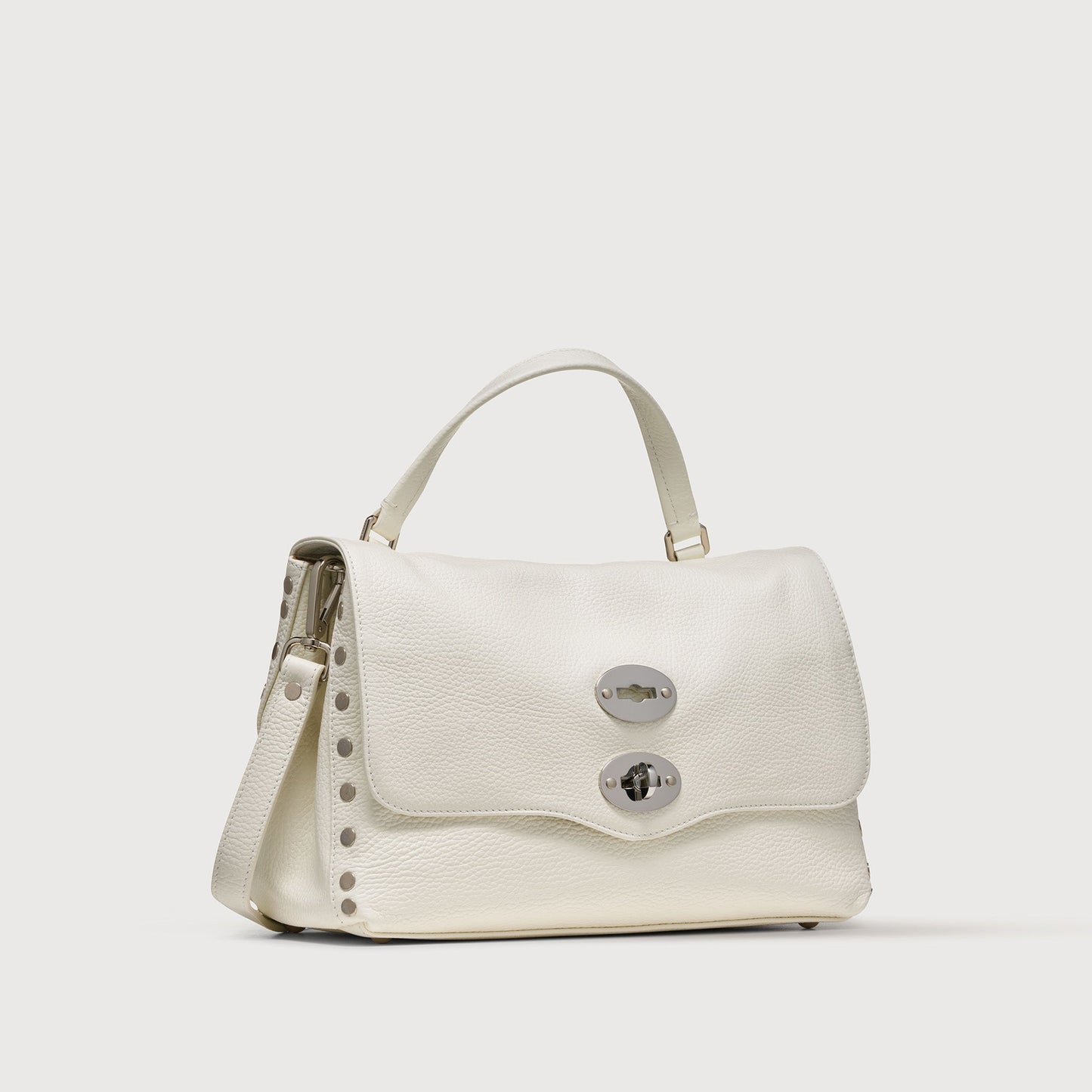 Borsa a Mano Savellini Aria Small in Ecopelle Martellata — Bianco Latte