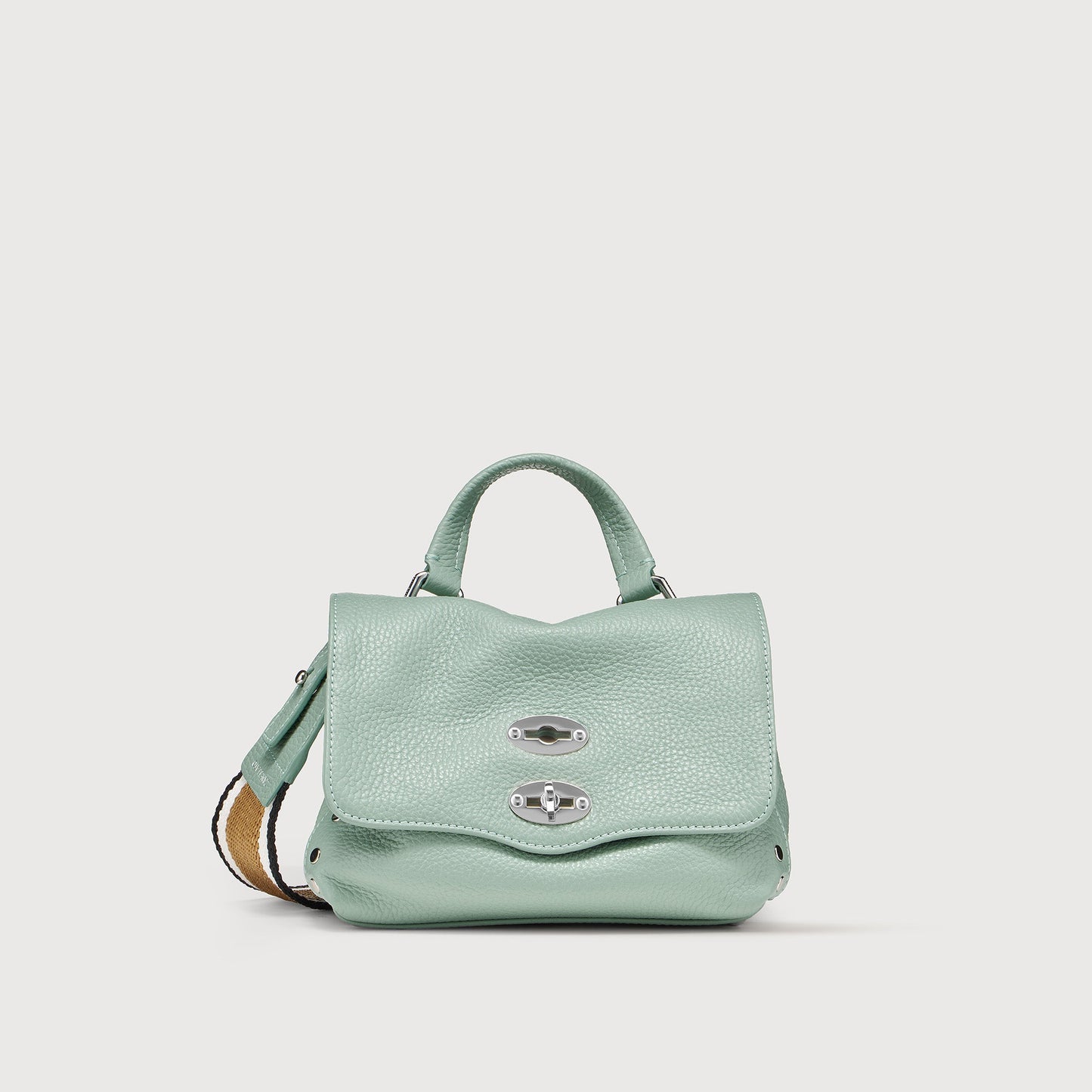 Borsa a Mano Savellini Aria Baby in Ecopelle Martellata — Verde Menta