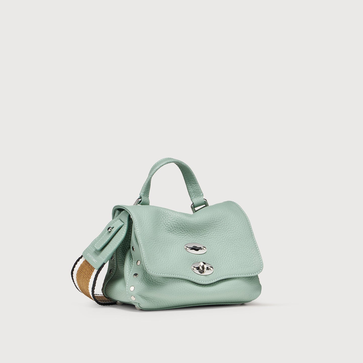 Borsa a Mano Savellini Aria Baby in Ecopelle Martellata — Verde Menta