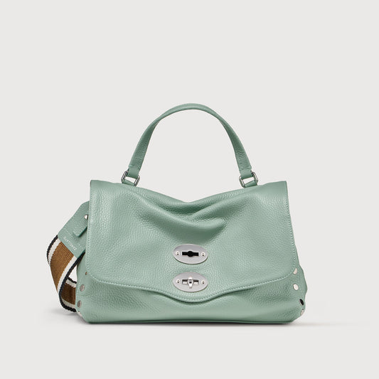 Borsa a Mano Savellini Aria Small in Ecopelle Martellata — Verde Menta