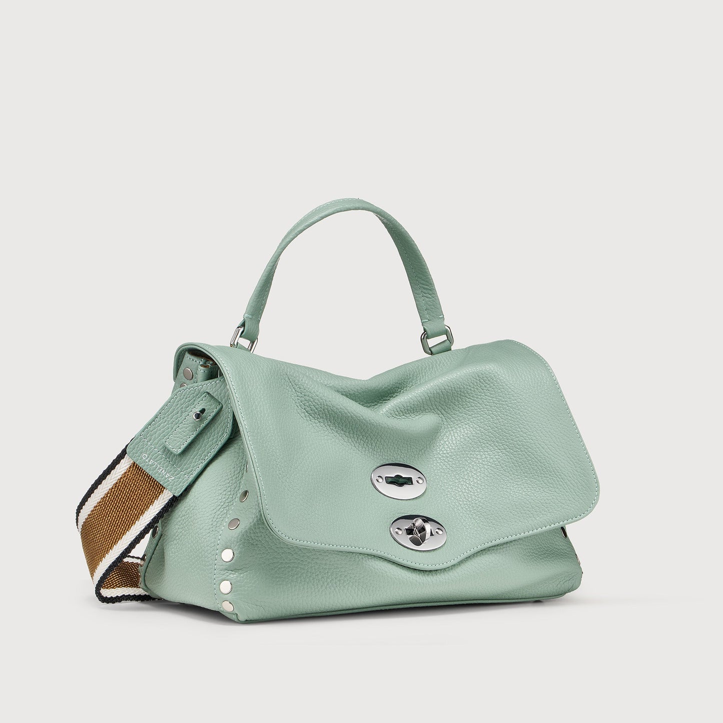 Borsa a Mano Savellini Aria Small in Ecopelle Martellata — Verde Menta