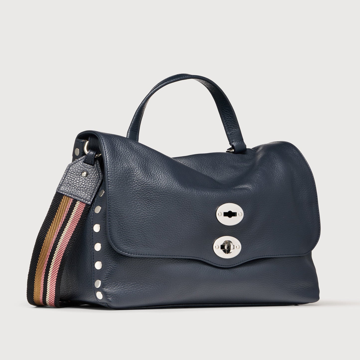 Borsa a Mano Savellini Aria Medium in Ecopelle Martellata — Blu Notte