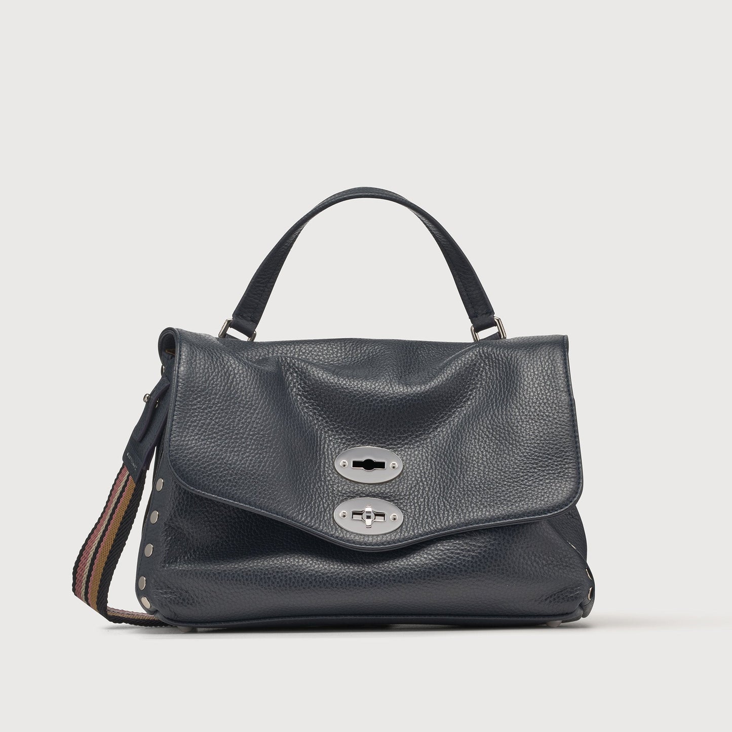 Borsa a Mano Savellini Aria Small in Ecopelle Martellata — Blu Notte