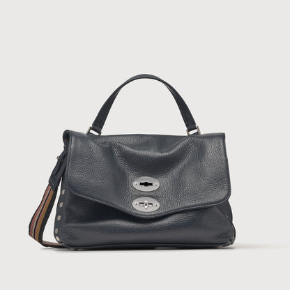 Borsa a Mano Savellini Aria Small in Ecopelle Martellata — Blu Notte