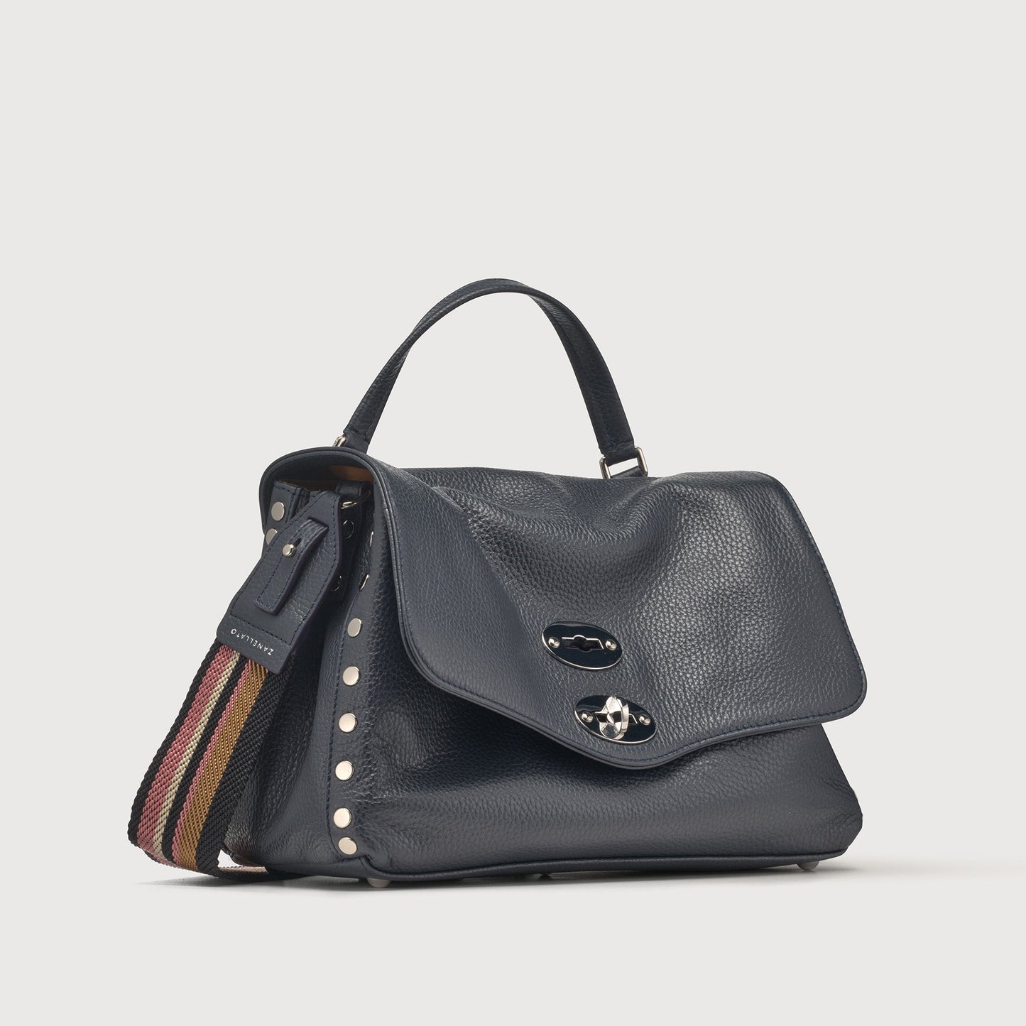 Borsa a Mano Savellini Aria Small in Ecopelle Martellata — Blu Notte
