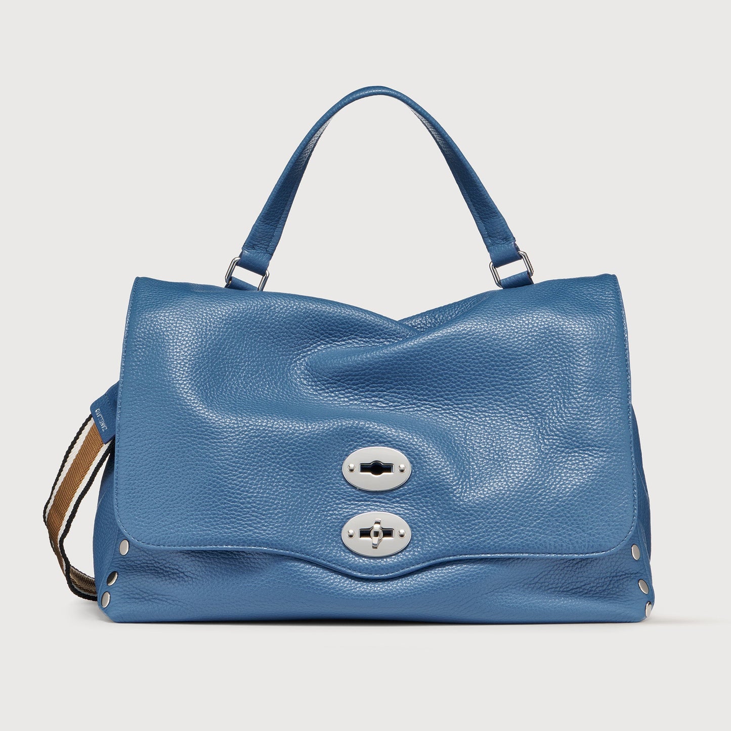 Borsa a Mano Savellini Aria Medium in Ecopelle Martellata — Blu Mare