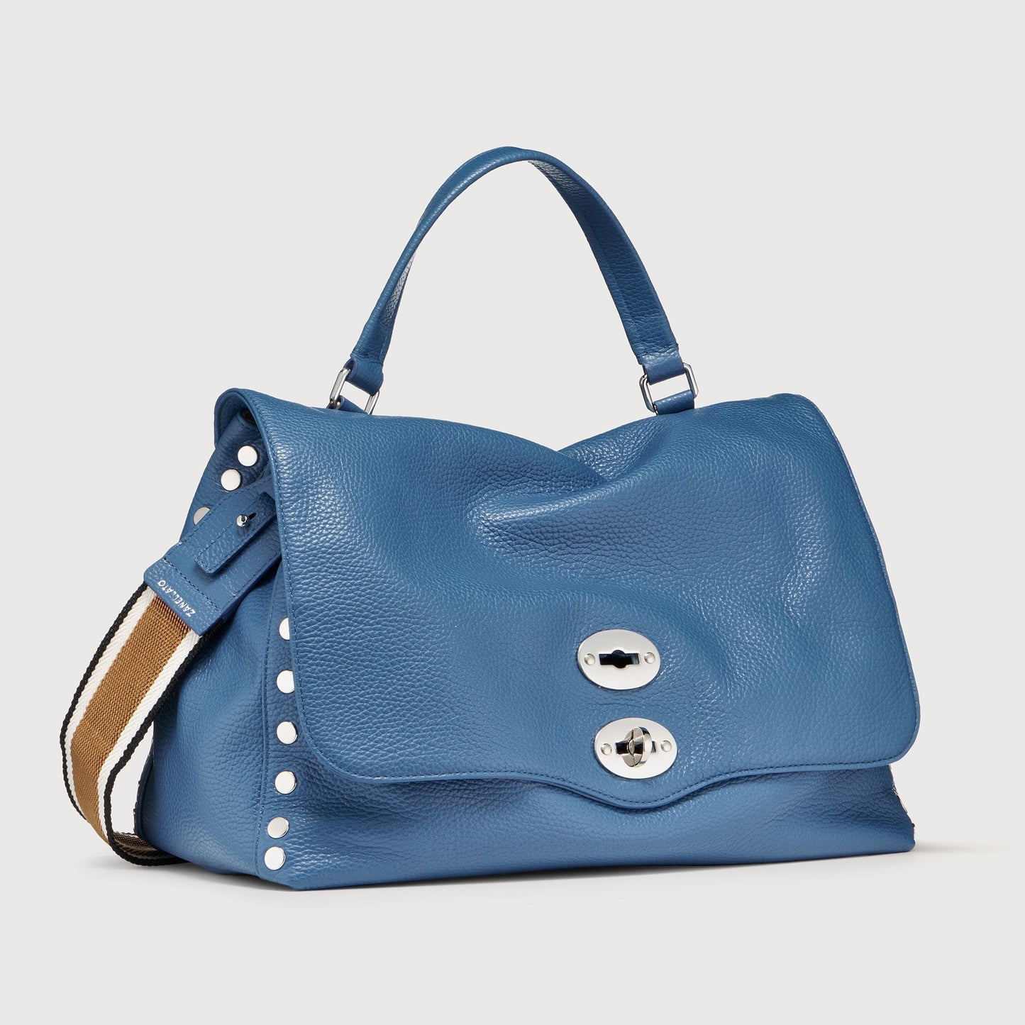 Borsa a Mano Savellini Aria Medium in Ecopelle Martellata — Blu Mare