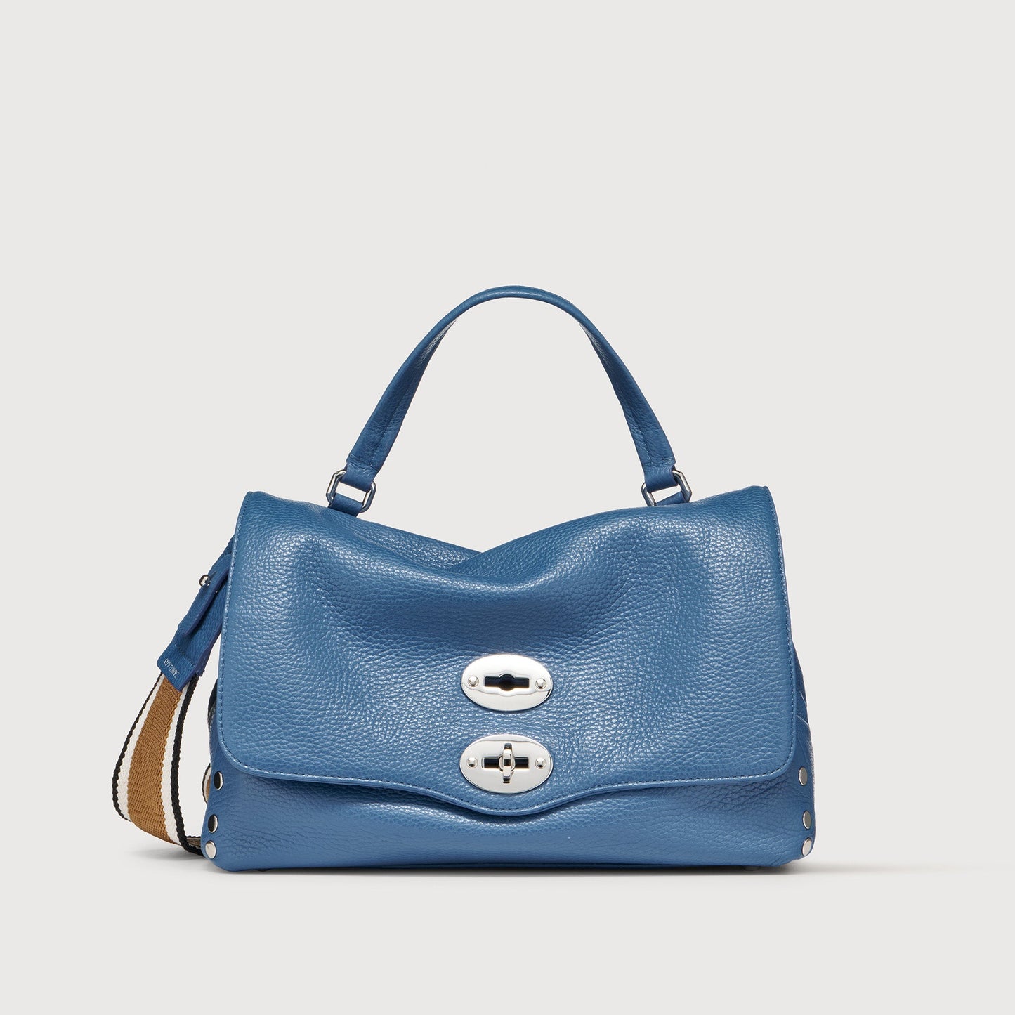 Borsa a Mano Savellini Aria Small in Ecopelle Martellata — Blu Mare