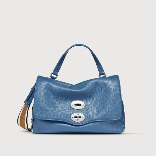 Borsa a Mano Savellini Aria Small in Ecopelle Martellata — Blu Mare