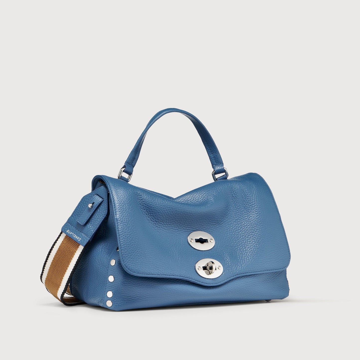 Borsa a Mano Savellini Aria Small in Ecopelle Martellata — Blu Mare