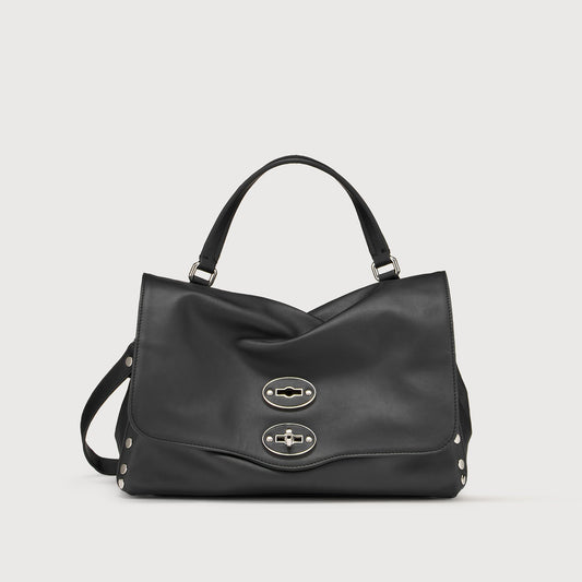Borsa a Mano Savellini Aria Small in Ecopelle Liscia — Nero Ardesia