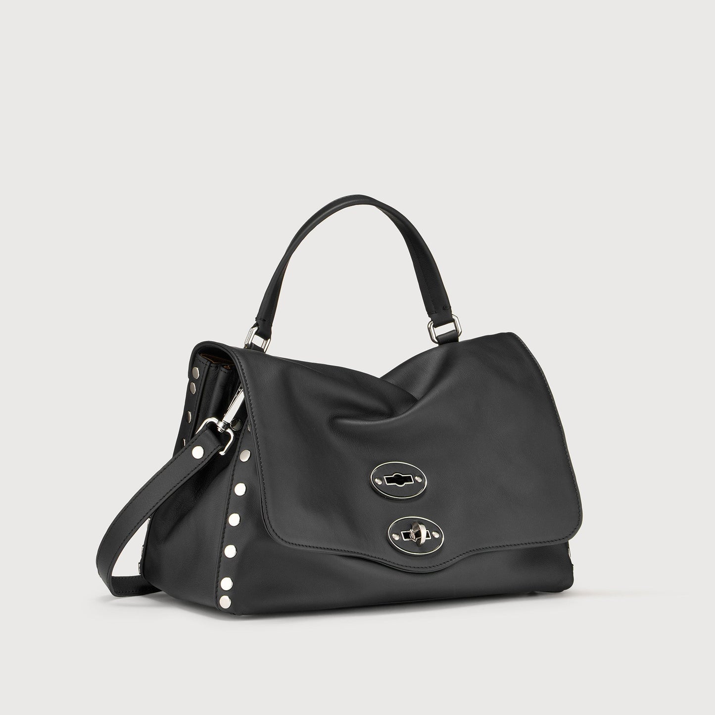 Borsa a Mano Savellini Aria Small in Ecopelle Liscia — Nero Ardesia
