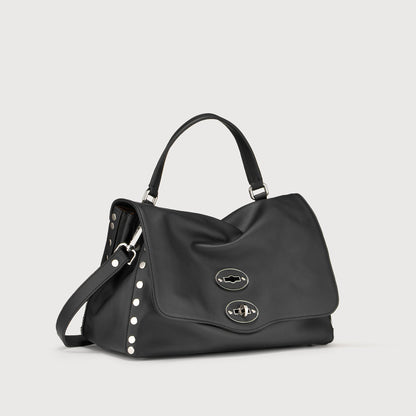 Borsa a Mano Savellini Aria Small in Ecopelle Liscia — Nero Ardesia