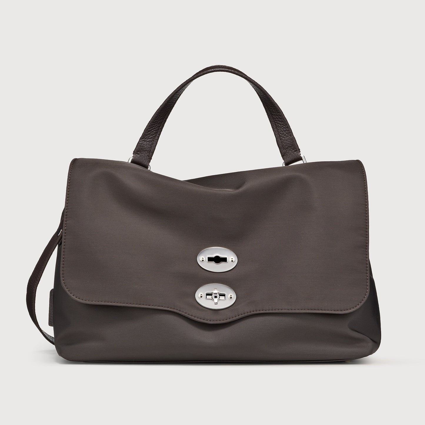 Borsa a Mano Savellini Aria Medium in Tessuto — Marrone Noce