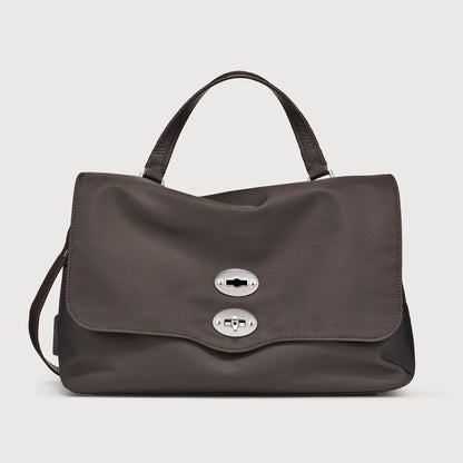 Borsa a Mano Savellini Aria Medium in Tessuto — Marrone Noce