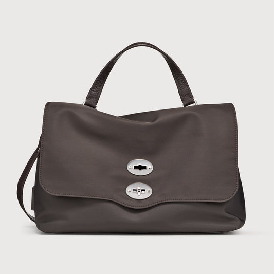 Borsa a Mano Savellini Aria Medium in Tessuto — Marrone Noce