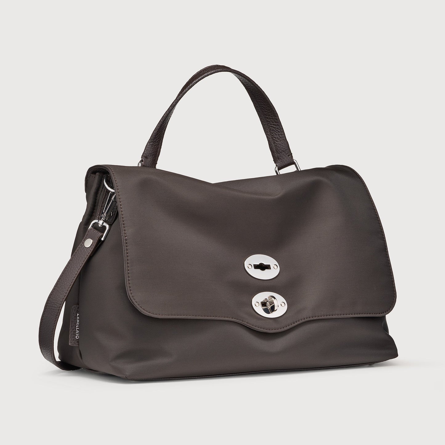 Borsa a Mano Savellini Aria Medium in Tessuto — Marrone Noce