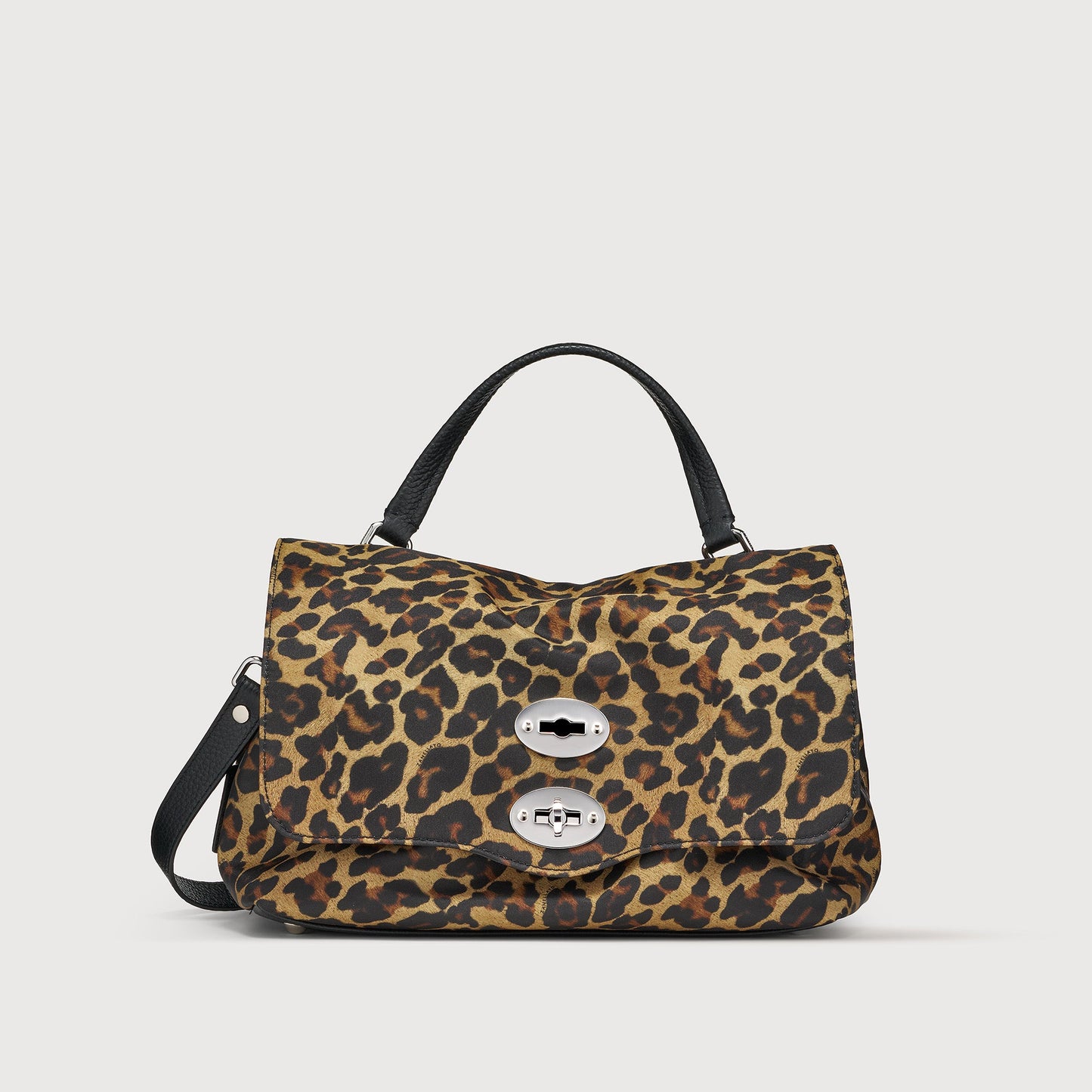 Borsa a Mano Savellini Aria Small in Tessuto — Nero Animalier