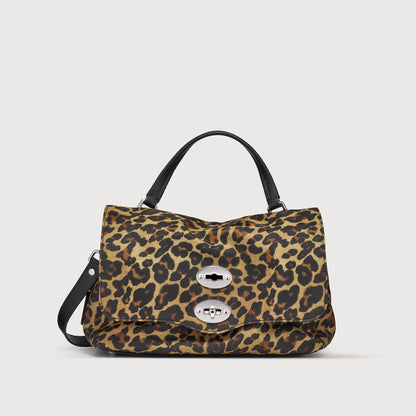 Borsa a Mano Savellini Aria Small in Tessuto — Nero Animalier
