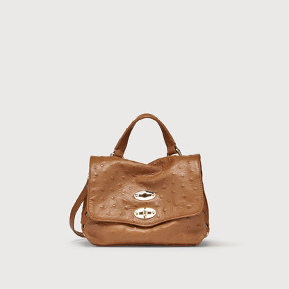 Borsa a Mano Savellini Aria Baby in Pelle di Cactus — Cuoio