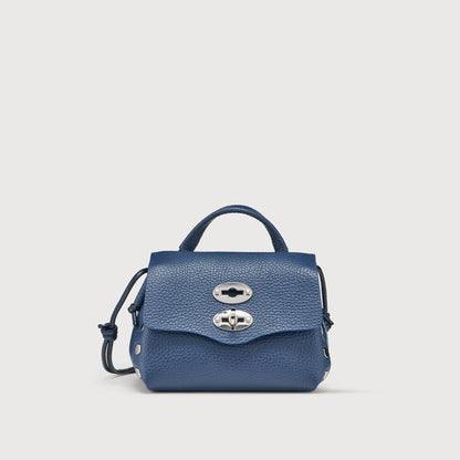 Borsa a Mano Savellini Aria Mini in Ecopelle Martellata — Azzurro Cielo