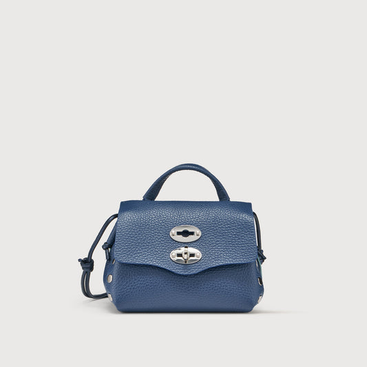 Borsa a Mano Savellini Aria Mini in Ecopelle Martellata — Azzurro Cielo