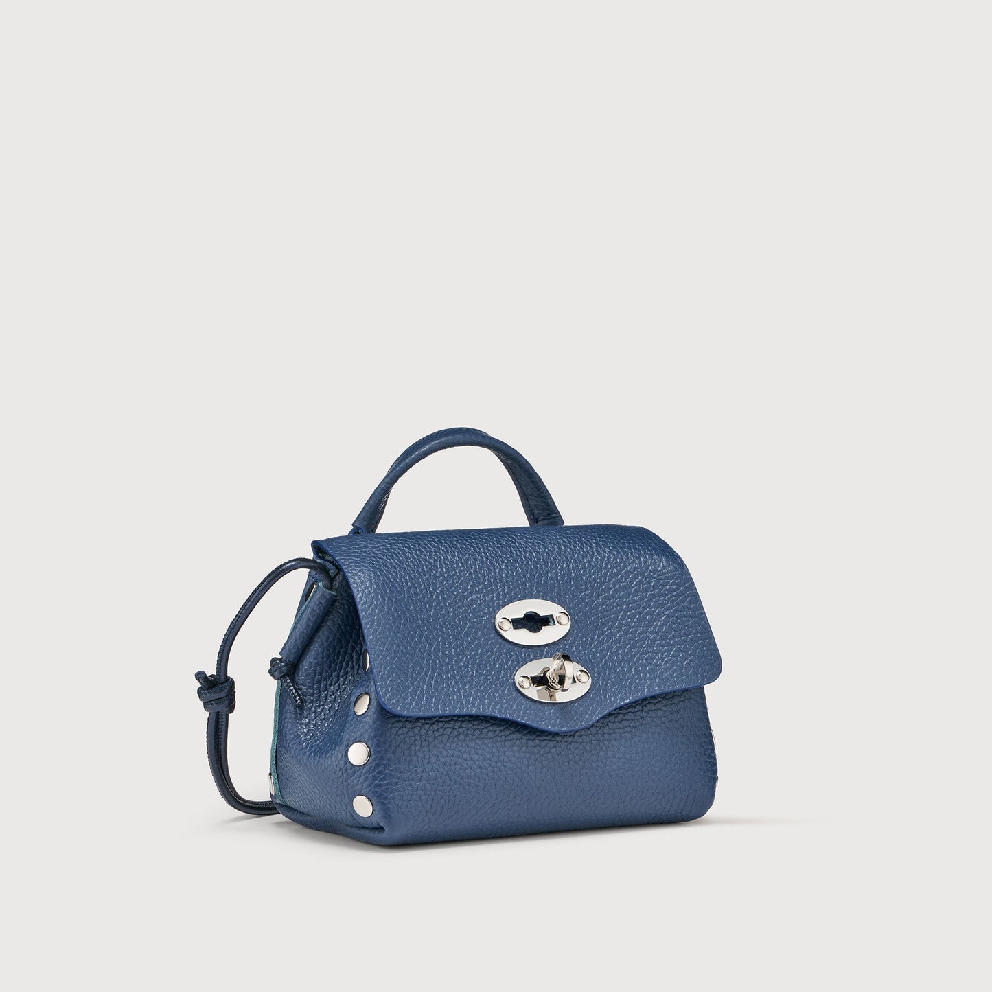 Borsa a Mano Savellini Aria Mini in Ecopelle Martellata — Azzurro Cielo