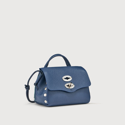 Borsa a Mano Savellini Aria Mini in Ecopelle Martellata — Azzurro Cielo