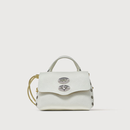 Borsa a Mano Savellini Aria Mini in Ecopelle Martellata — Bianco Latte