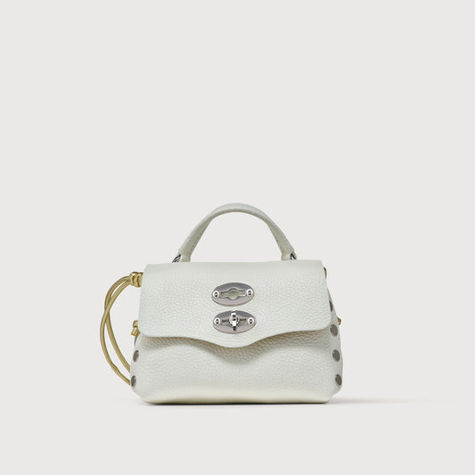 Borsa a Mano Savellini Aria Mini in Ecopelle Martellata — Bianco Latte
