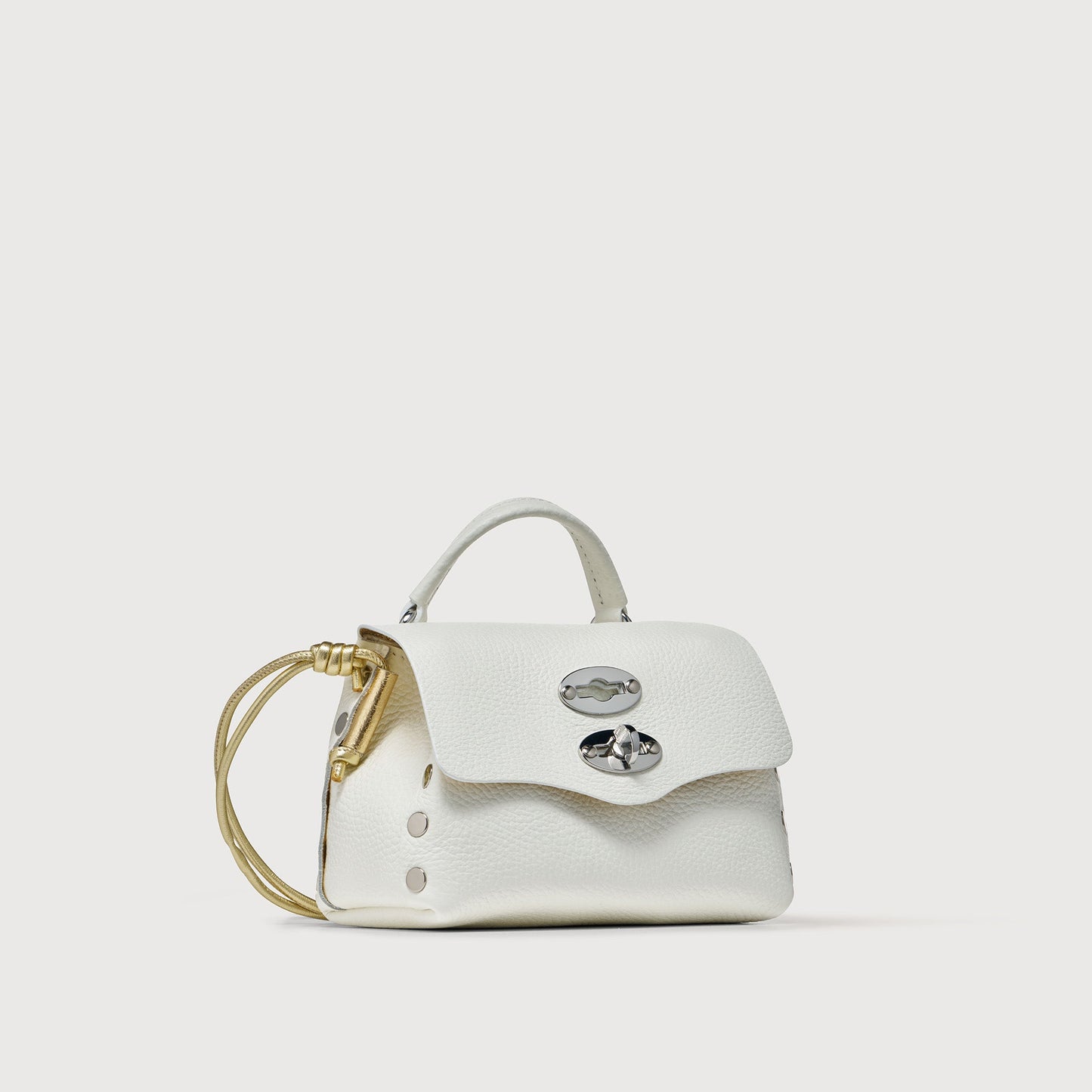 Borsa a Mano Savellini Aria Mini in Ecopelle Martellata — Bianco Latte
