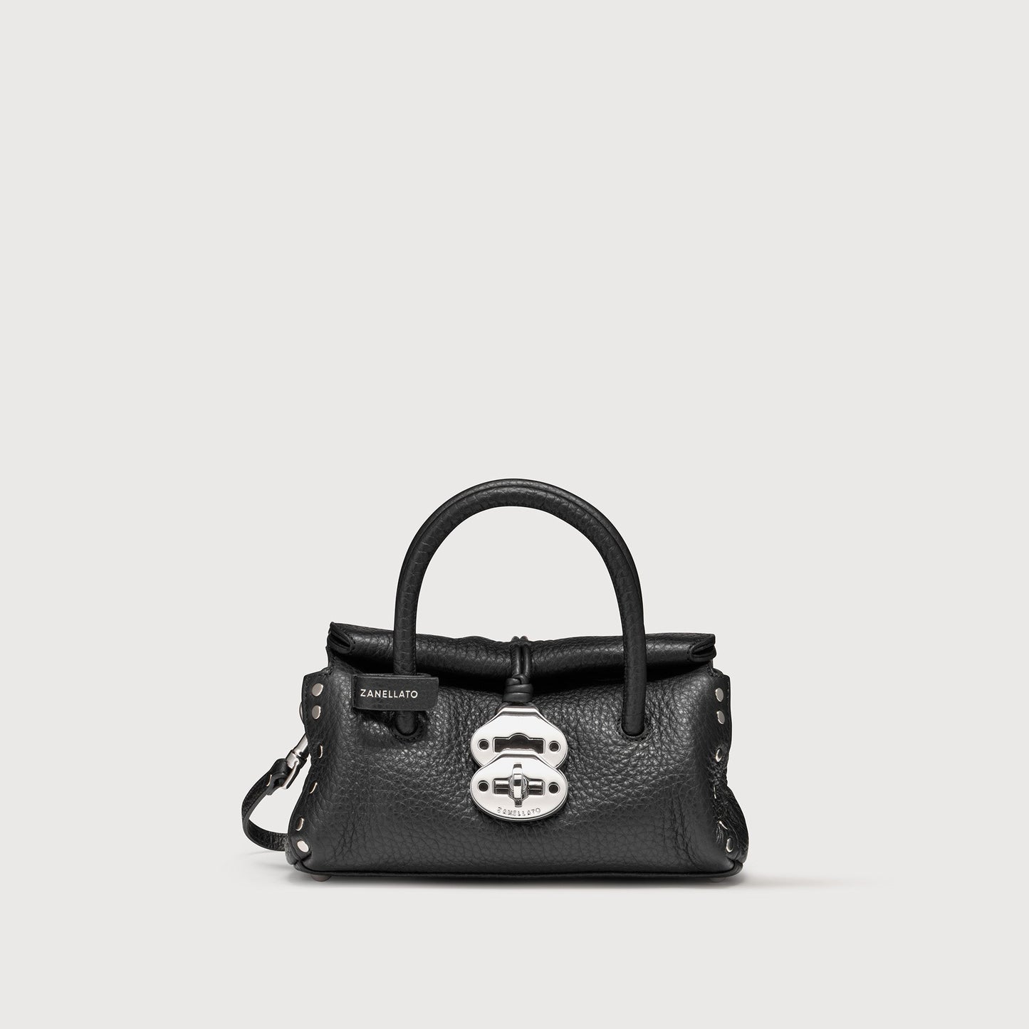 Borsa a Mano Savellini Vera Baby in Ecopelle Martellata — Nero
