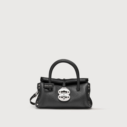 Borsa a Mano Savellini Vera Baby in Ecopelle Martellata — Nero