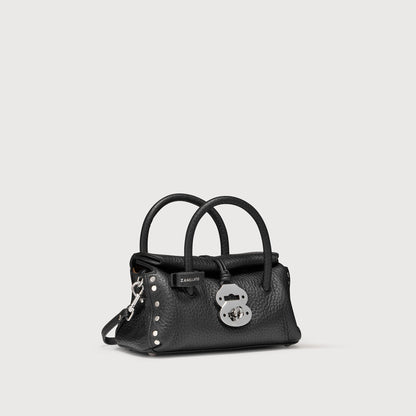 Borsa a Mano Savellini Vera Baby in Ecopelle Martellata — Nero