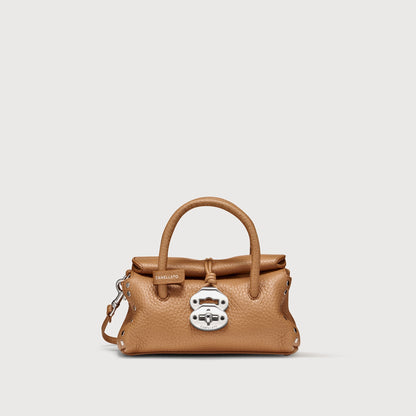 Borsa a Mano Savellini Vera Baby in Ecopelle Martellata — Marrone Amaretto