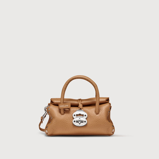 Borsa a Mano Savellini Vera Baby in Ecopelle Martellata — Marrone Amaretto