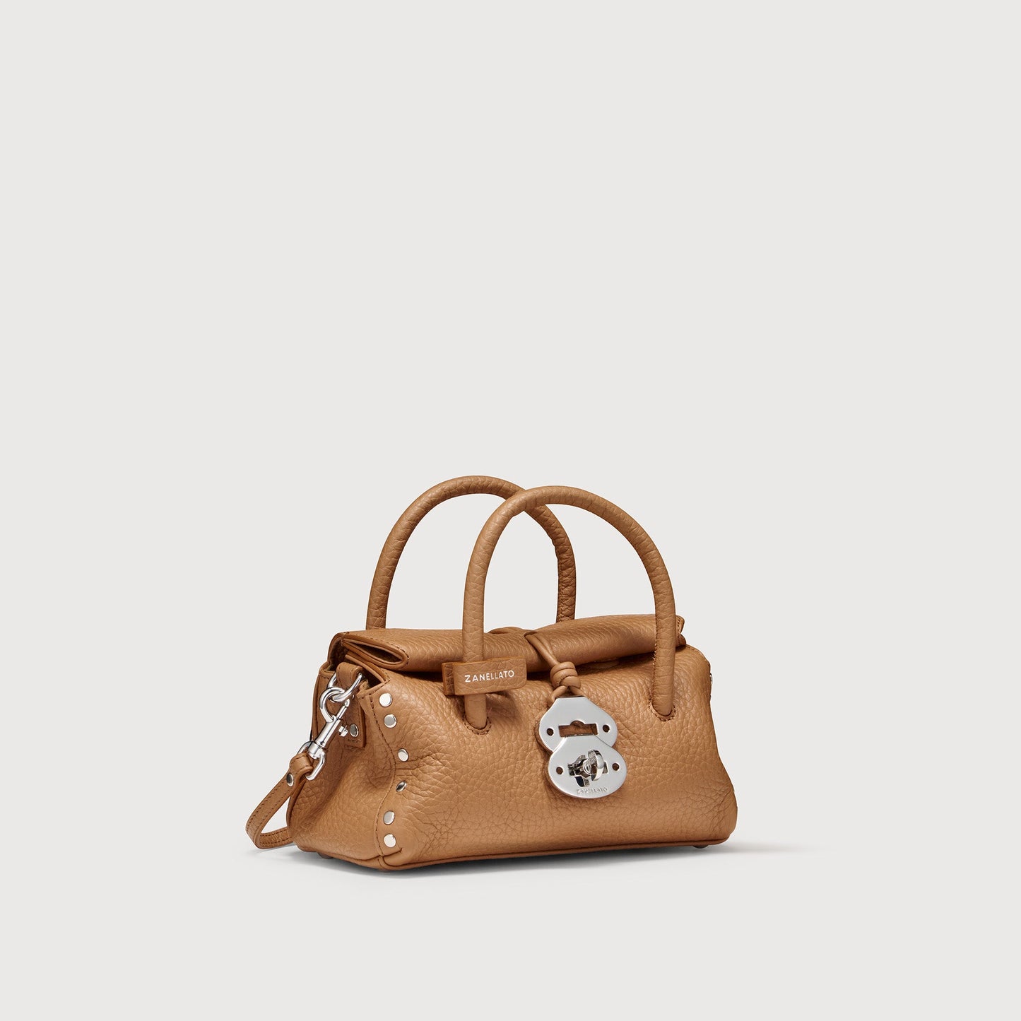 Borsa a Mano Savellini Vera Baby in Ecopelle Martellata — Marrone Amaretto
