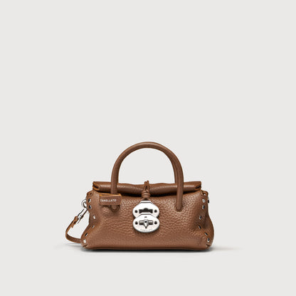 Borsa a Mano Savellini Vera Baby in Ecopelle Martellata — Marrone Tabacco