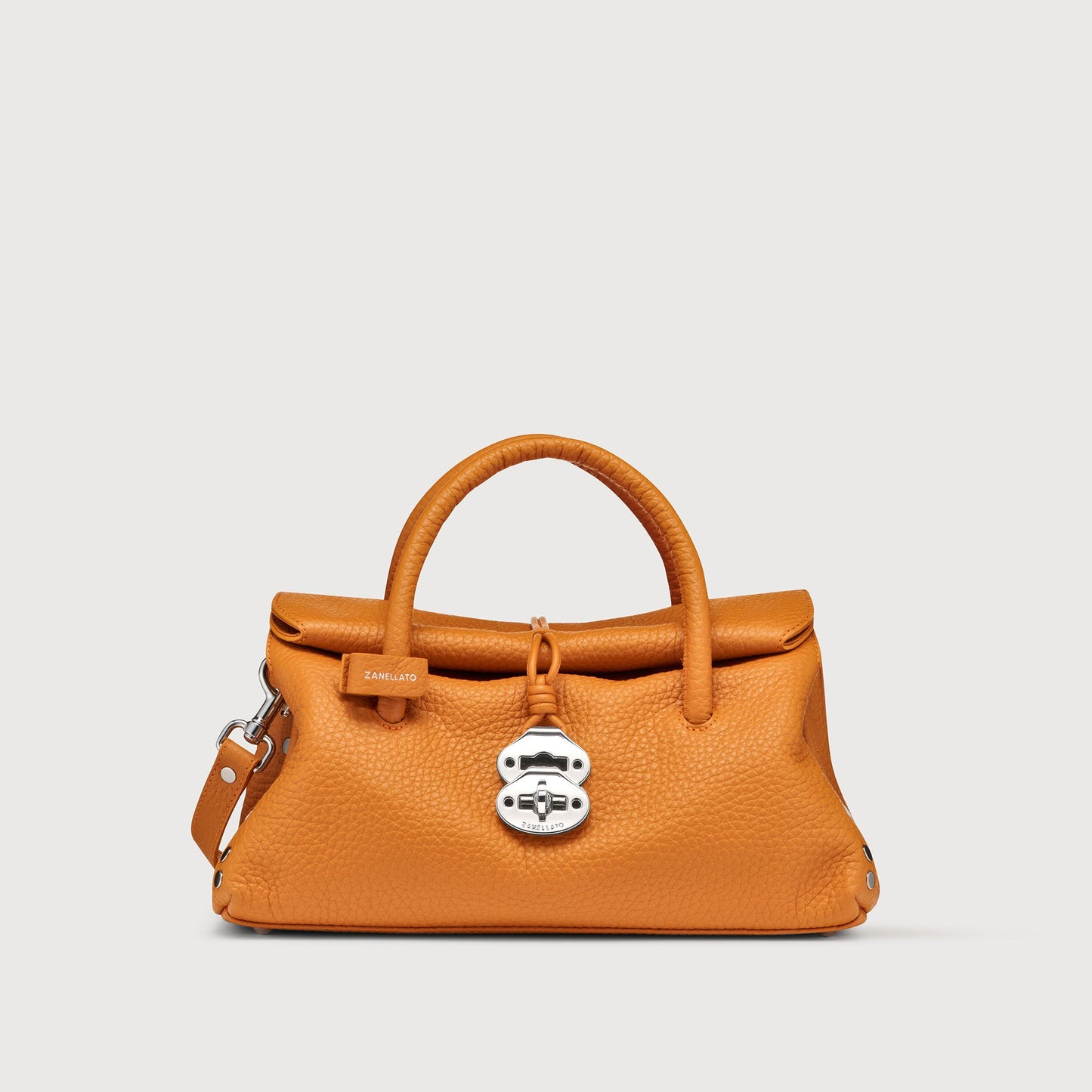 Borsa a Mano Savellini Vera Small in Ecopelle Martellata — Arancio