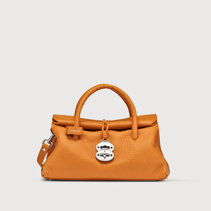 Borsa a Mano Savellini Vera Small in Ecopelle Martellata — Arancio