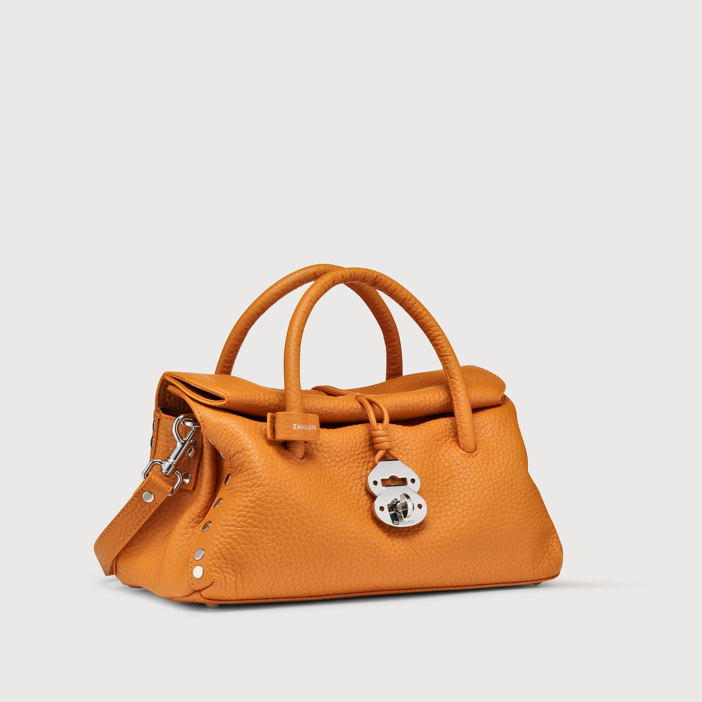 Borsa a Mano Savellini Vera Small in Ecopelle Martellata — Arancio