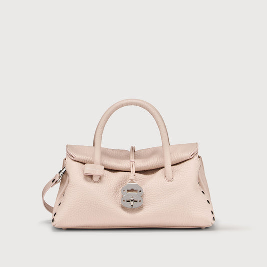 Borsa a Mano Savellini Vera Small in Ecopelle Martellata — Rosa