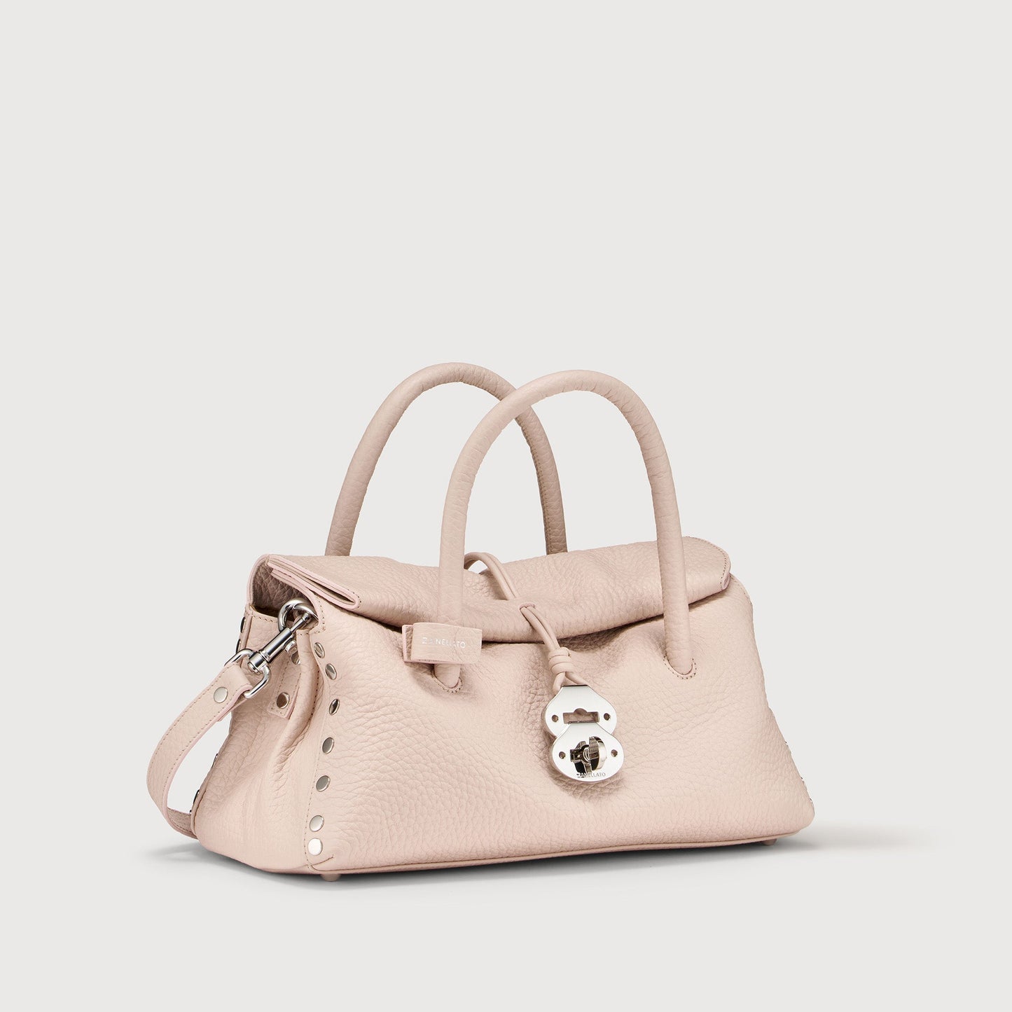 Borsa a Mano Savellini Vera Small in Ecopelle Martellata — Rosa