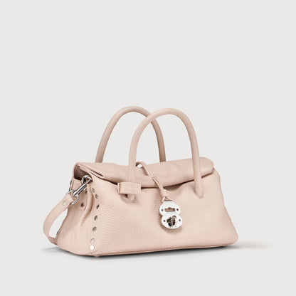 Borsa a Mano Savellini Vera Small in Ecopelle Martellata — Rosa